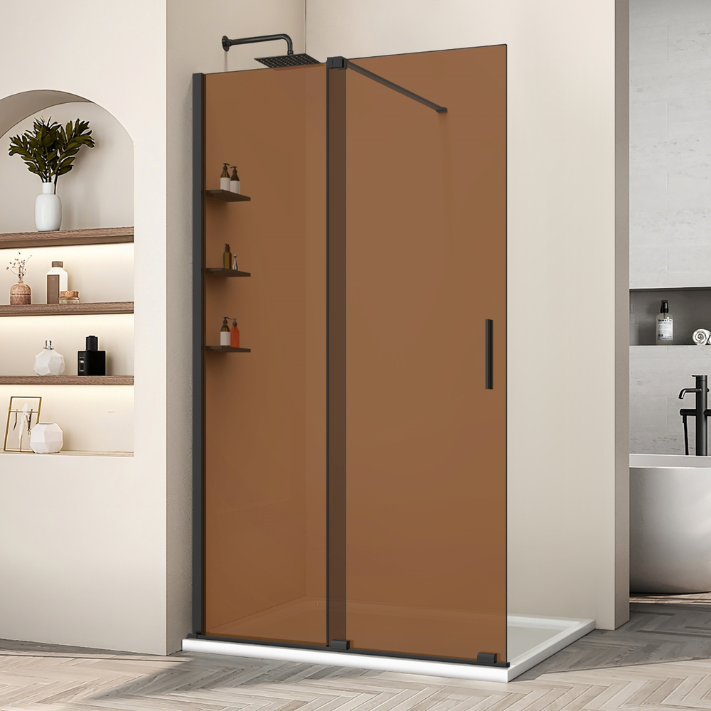 Душевая перегородка Волк-Ин (Walk-In) VSW-1WSL120GSB, 1200*2000, черный матовый, стекло янтарь