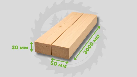 Брусок хвойных пород профилированный АВ 50*30*3000 R0 влажность 14%±2%