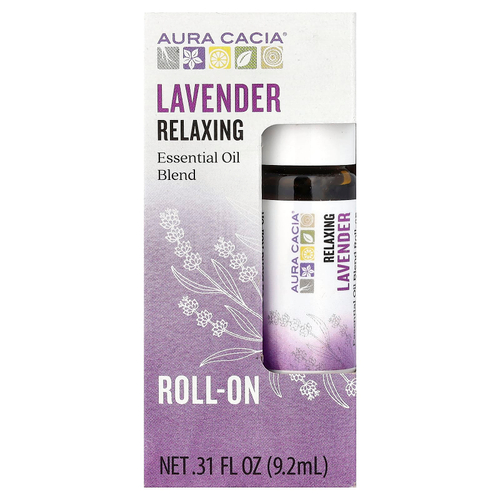 Aura Cacia, смесь эфирных масел, шариковая, лаванда, 9,2 мл (0,31 жидк. унции)