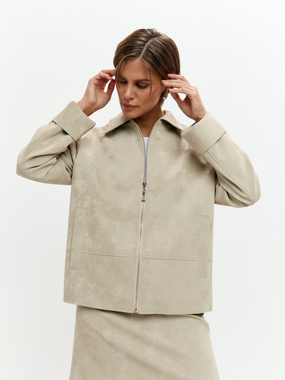Куртка Сидни из экокожи в оттенке миндаля