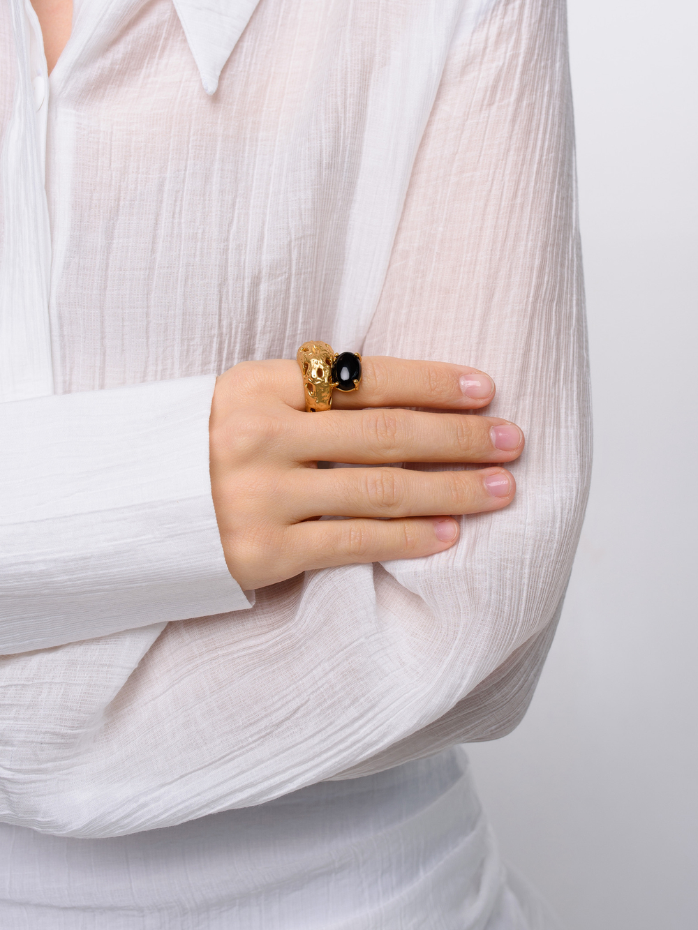 Кольцо "Matte antique" чёрный агат