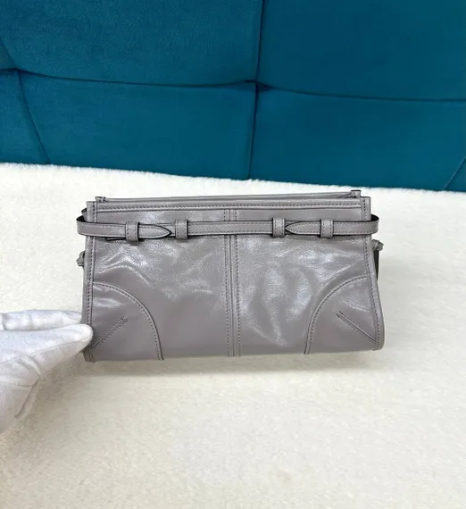 Кожаная большая сумка Prada Bonnie цвет оловянный