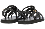 PRADA Prada calfskin woven comfortable breathable Roman sandals women's black