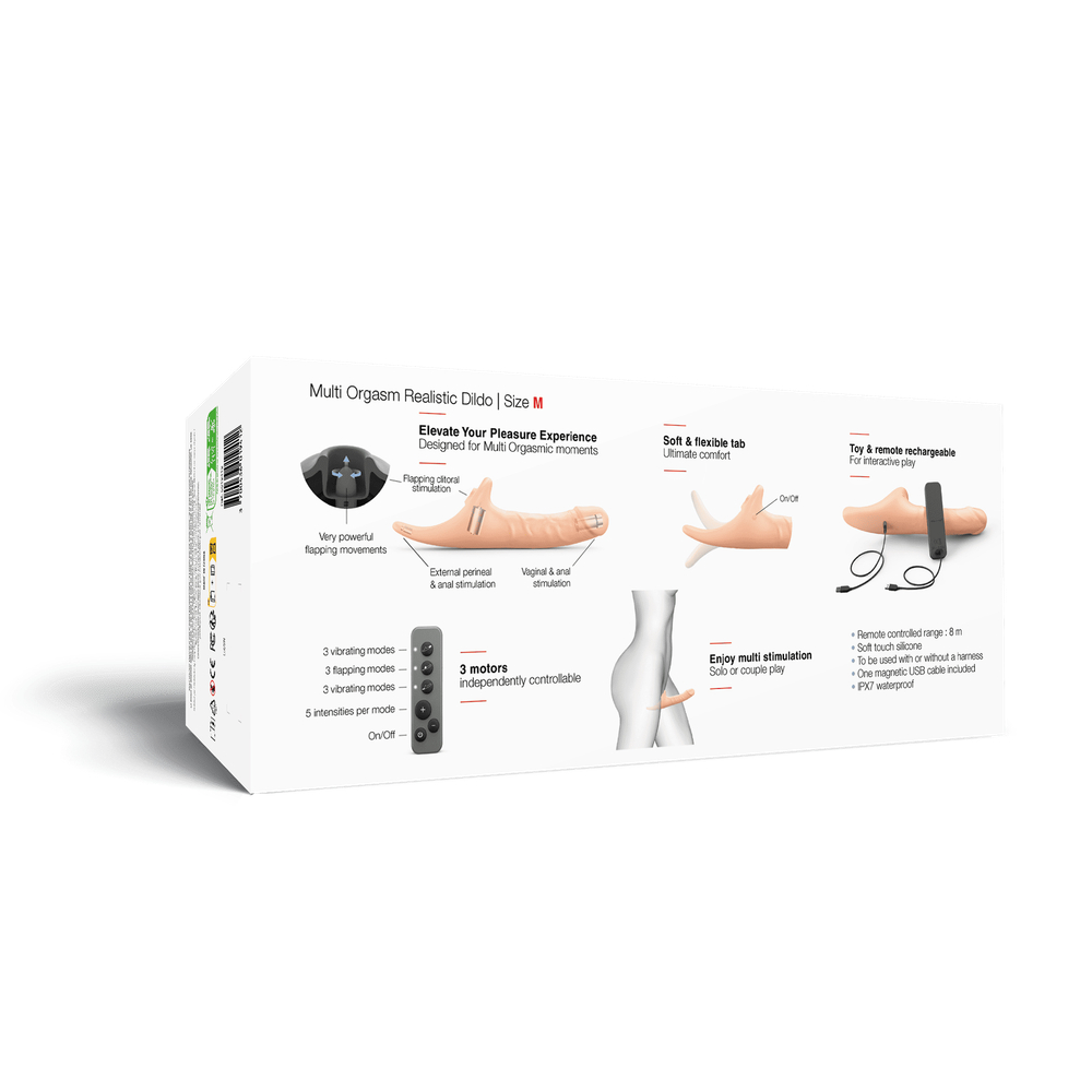 Strap-on-me MULTI ORGASM REALISTIC DILDO - Фаллоимитатор с стимуляцией клитора и вибрацией, M