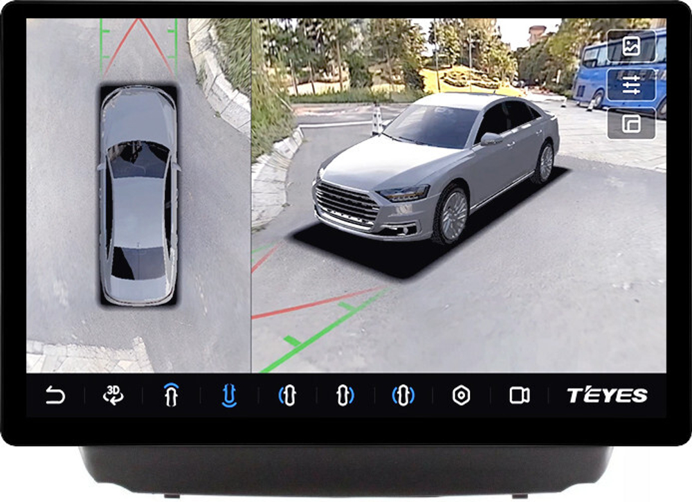 Магнитола для Hyundai iХ35, Tucson 2 2009-2015 (штатный усилитель, рамка 10) - Teyes CC3-2K-360 монитор 13" 2K QLED на Android 10, 6Гб+128Гб, CarPlay, 4G SIM-слот, 4 камеры в комплекте