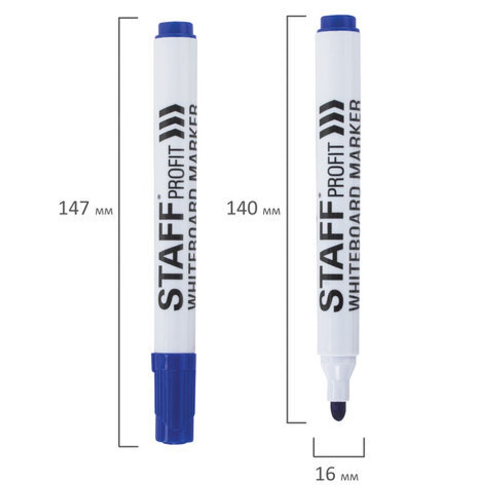 Маркеры стираемые для белой доски НАБОР 4 ЦВЕТА, STAFF PROFIT, 2,5 мм, 151648