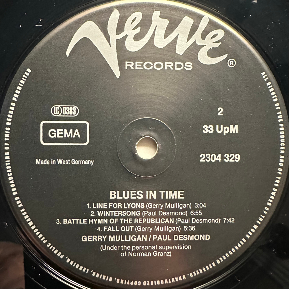 Gerry Mulligan, Paul Desmond ‎– Blues In Time (Германия 1982г.)