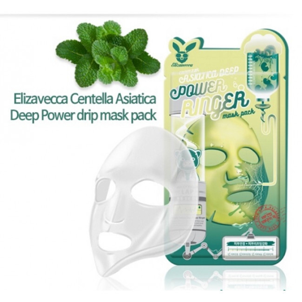 Тканевая укрепляющая маска с экстрактом центеллы азиатской Elizavecca Centella Asiatica Deep Power Ringer Mask Pack 23 мл.