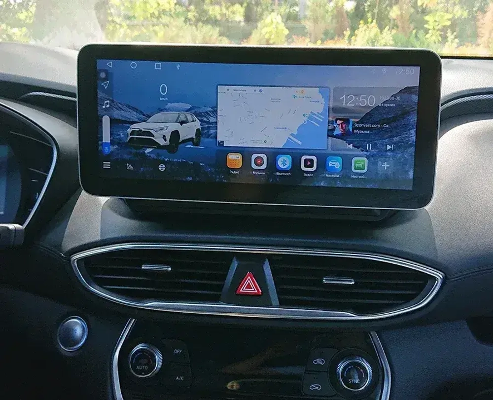 Магнитола для Hyundai Santa Fe 2018-2020 (рамка под 10") - Teyes LUX ONE ROUND монитор 12.3" 2K QLED на Android 10, CarPlay, 4G SIM-слот