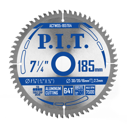 Диск пильный по алюминию PIT 185x30/20/16х2 мм 64Т( ACTW05-185T64)