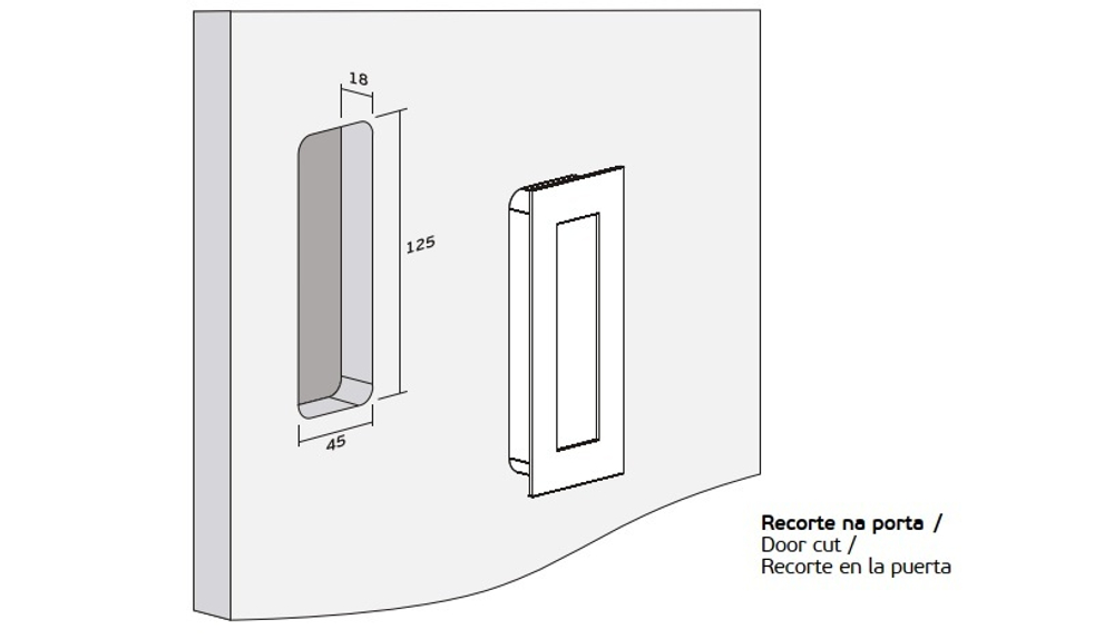 Ручка-купе для деревянных дверей - прямоугольная  -  135 х 55мм JNF NI.16.412
