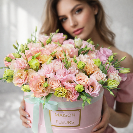 Композиция "Pink beauty" в коробке "Maison des fleurs"