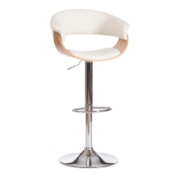 Барный стул VIMTA (mod.4021S) металл/дерево/экокожа, 60х51х91,5-112,5 см, высота сиденья 61,5-82,5 см, белый/натуральный/хром