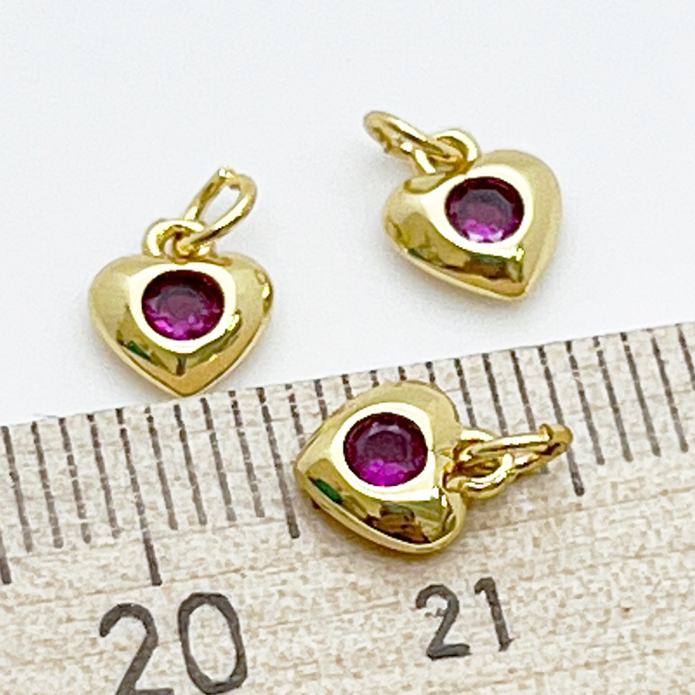 Подвеска Сердце, цвет золото, фианит, размер 7,5*6 мм, цена за 1 шт