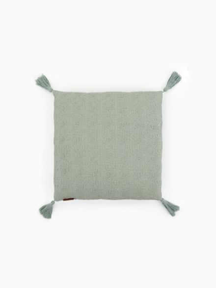 Наволочка декоративная с кисточками SL Home TASSEL, 45×45 см, оливковая