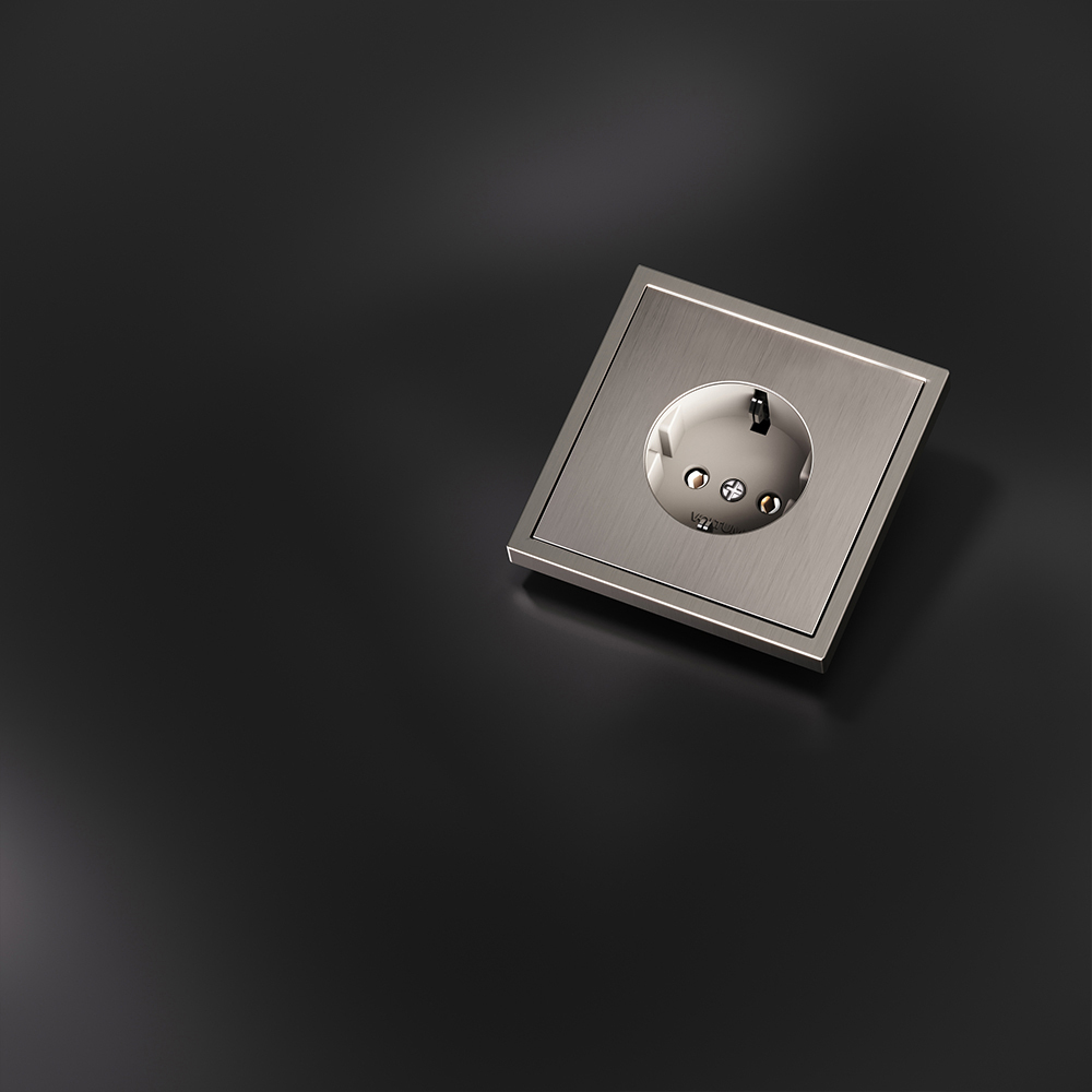 Накладка для розетки с заземлением, S70 Metal (никель)