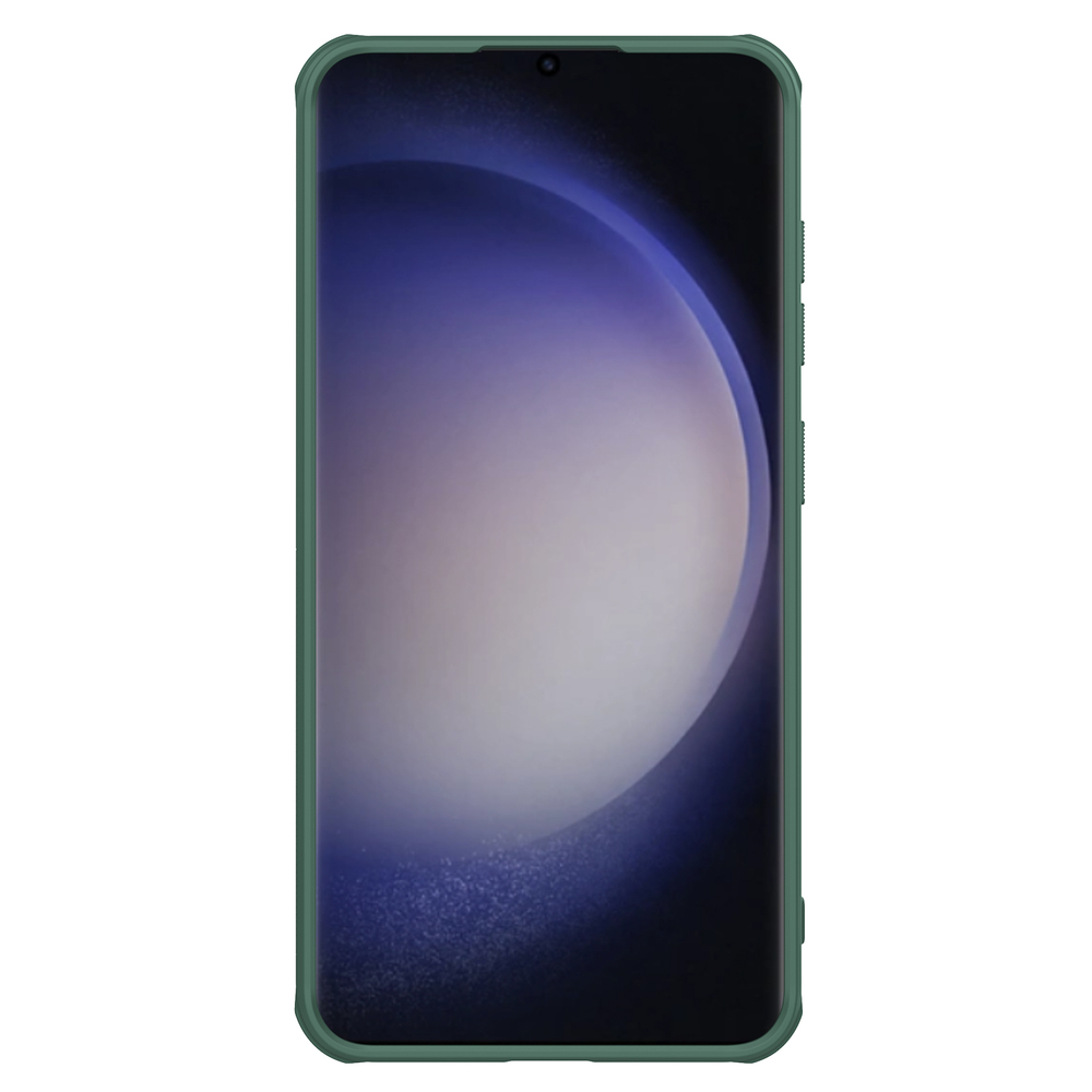 Усиленный чехол зеленого цвета (Deep Green) от Nillkin для смартфона Samsung Galaxy S24, серия Super Frosted Shield Pro