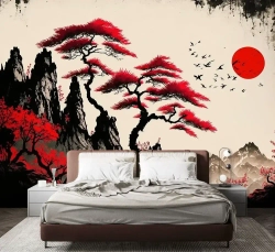 Фотообои Япония иллюстрация 300х270 см для оформления стен в гостиной