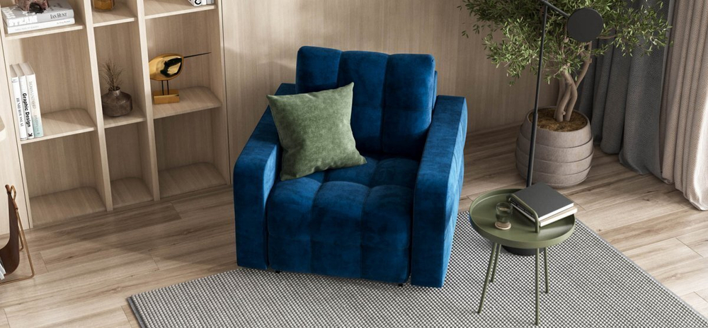 Денди кресло-кровать Велюр Монолит синий