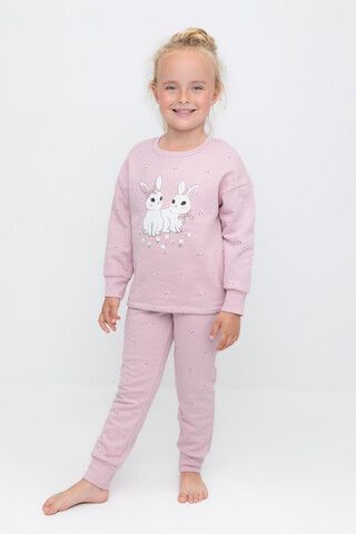 пижама  для девочки  К 1581/фламинго,маленькие листья