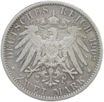 Германская Империя, Пруссия 2 марки (mark) 1902 с портретом Вильгельма II (VF-XF)