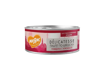 МНЯМС Delicatesse Паштет по-шведски для стерилизованных кошек с говядиной и клюквой 0,1 кг
