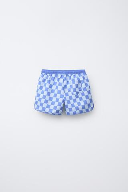 ZARA ПЛАВКИ В КЛЕТКУ, ВОДЯНИСТО-ГОЛУБОЙ