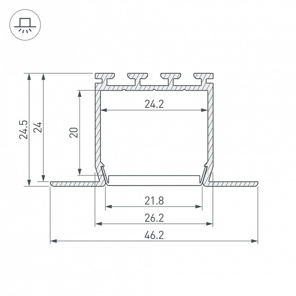 Профиль встраиваемый Arlight PLS-LOCK-H25-FM-2000 ANOD 016447