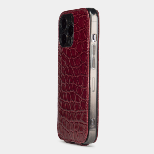 Чехол для iPhone 13 Pro из кожи крокодила, цвета бордовый лак