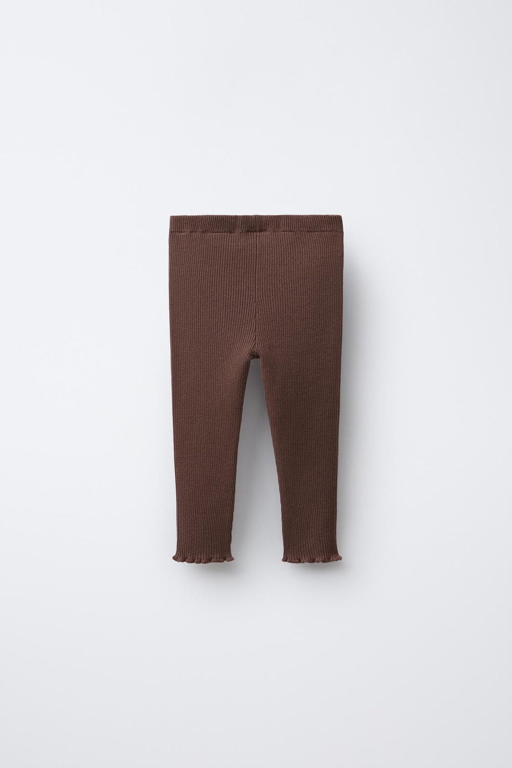 ZARA ТРИКОТАЖНЫЕ ЛЕГИНСЫ С БАНТОМ, ШОКОЛАДНЫЙ