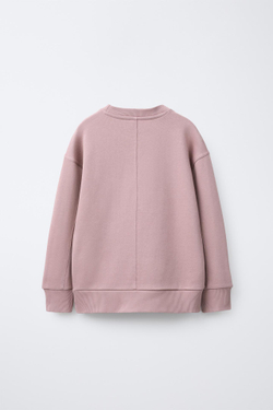 ZARA ОДНОТОННАЯ ТОЛСТОВКА С РЕЛЬЕФНОЙ НАДПИСЬЮ, БЛЕДНО-ЛИЛОВЫЙ