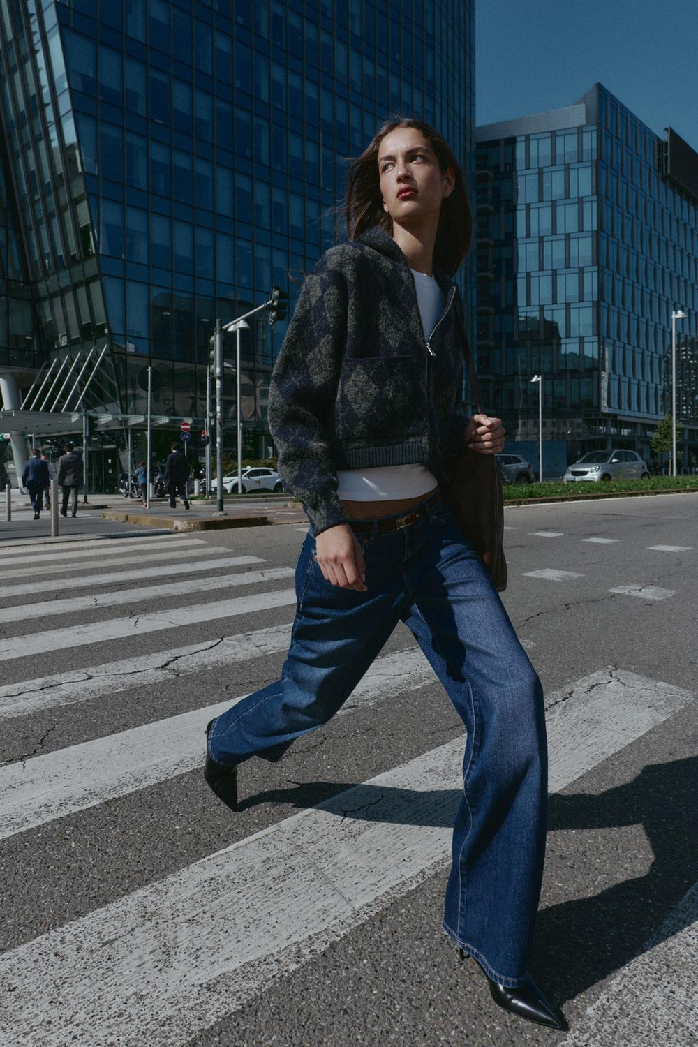 ZARA ТРИКОТАЖНЫЙ БОМБЕР С РОМБАМИ, РАЗНОЦВЕТНЫЙ