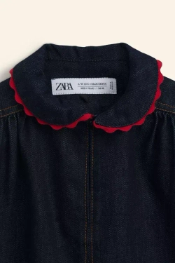 ZARA ДЖИНСОВАЯ РУБАШКА С ГЛУБОКИМ ВЫРЕЗОМ - LIMITED EDITION, ТЕМНО-СИНИЙ