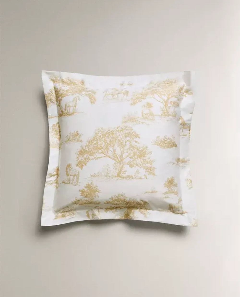 ZARA HOME НАВОЛОЧКА С ПРИНТОМ, ЖЕЛТОВАТО-БЕЛЫЙ