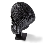 Бородатый череп в растакапе, фигурка для декора интерьера, арт-объект, коллекционный предмет, 3D печать, черный 18 см.