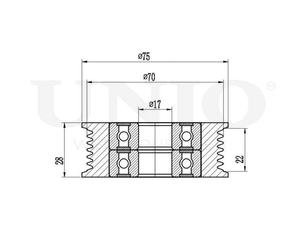 Ролик направляющий приводного ремня UNIO TNS-10126