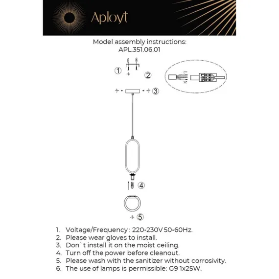 Светильник подвесной APL.351.06.01