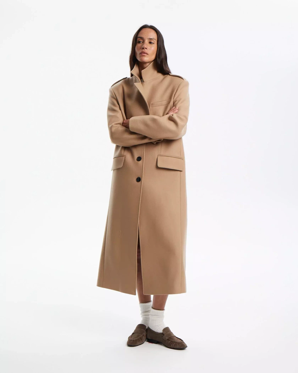 Пальто прямое, Бежевый