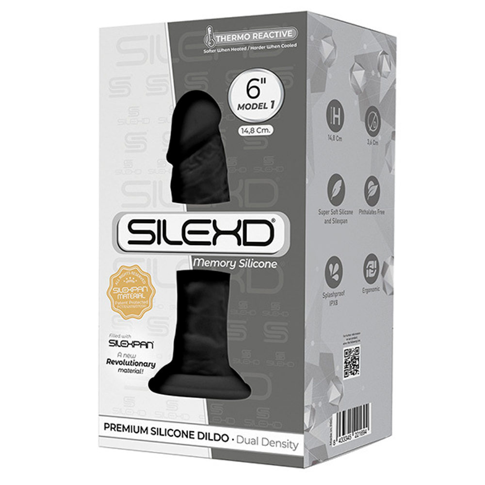 Черный фаллоимитатор 14,8см на присоске SilexD Premium Silicone Dildo 6" Model 1