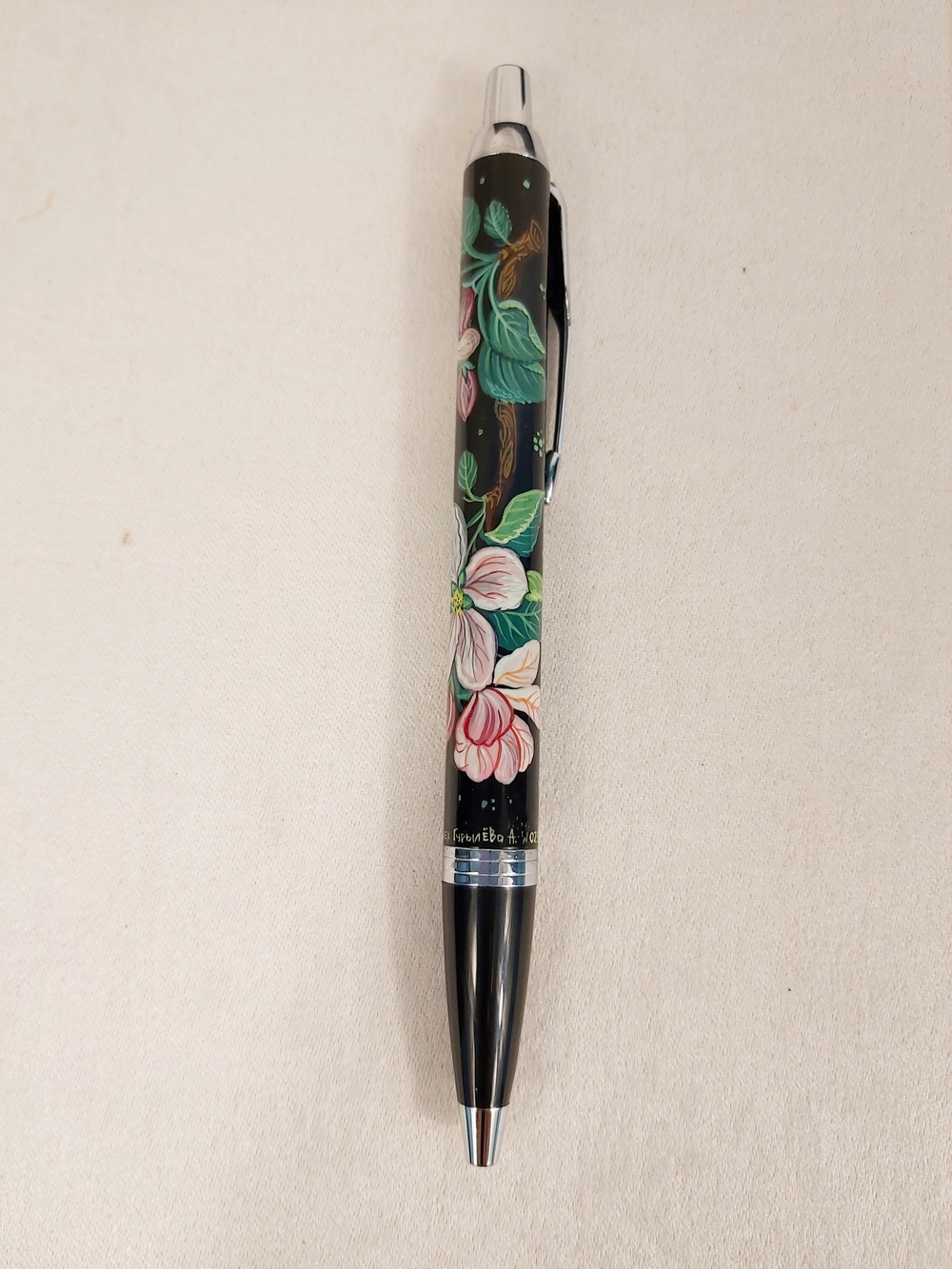 Ручка "Яблоневый цвет" с ручной росписью Палех
