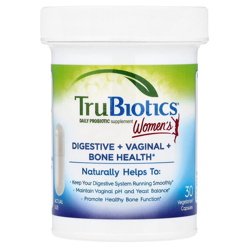TruBiotics, Здоровье пищеварительной системы, влагалища и костей для женщин, 30 вегетарианских капсул