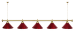 Лампа STARTBILLIARDS 5 пл. (плафоны зеленые,штанга золотая,фурнитура золото)
