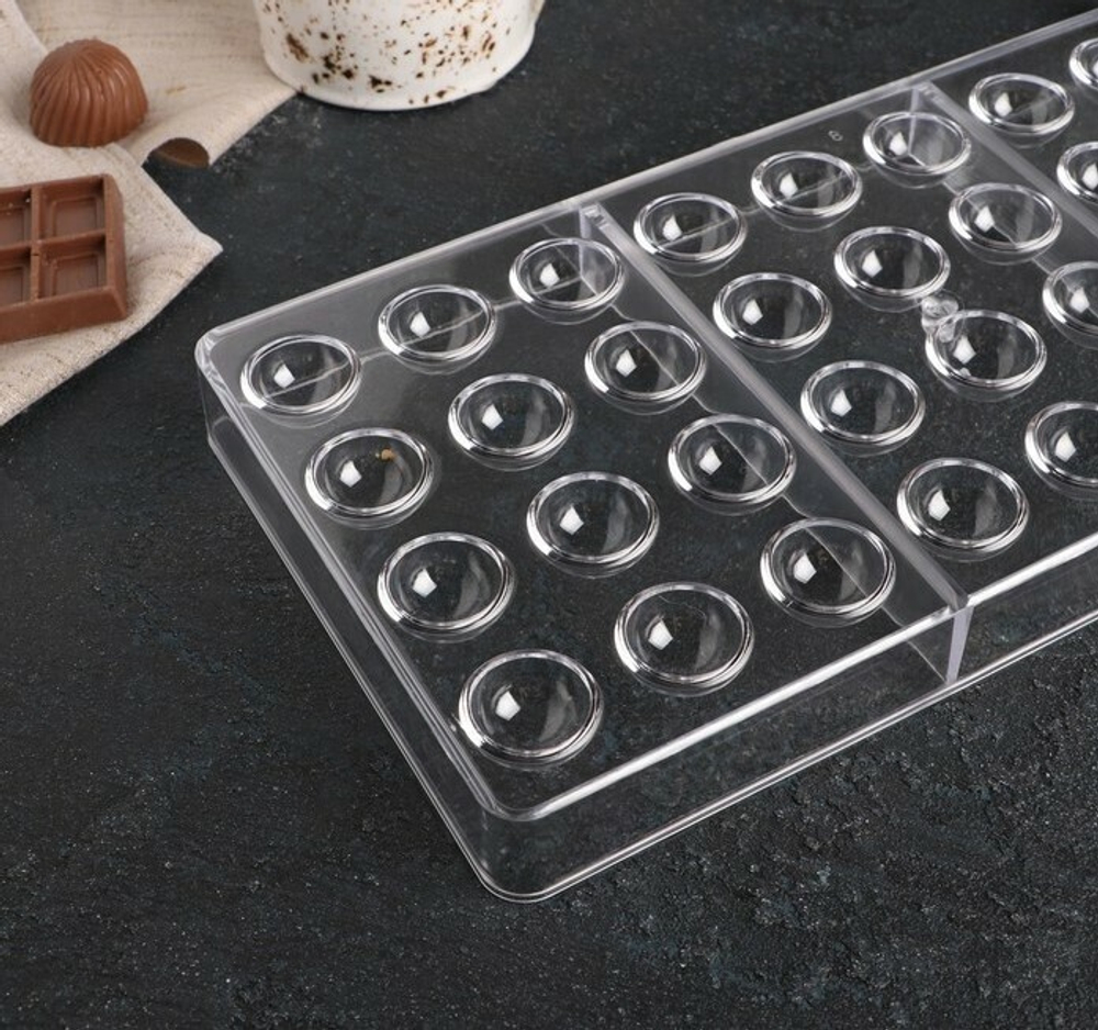 Форма для конфет поликарбонат «Полусфера - 2 см», 28х14 см, 36 ячеек