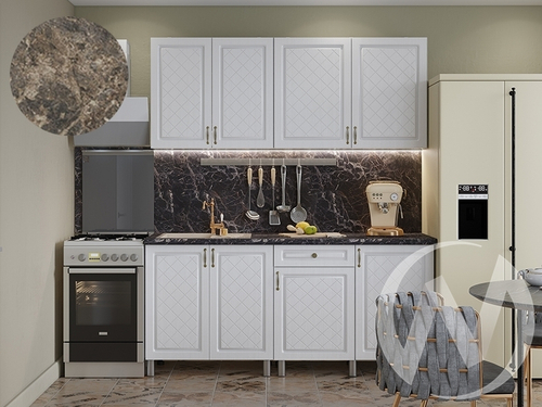 Кухня Вильма 1.8м (корпус белый/арктик; арктик) 38мм королевский опал