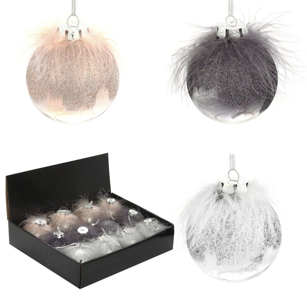 GAEM Набор из 12шт, Украшение новогоднее Шар "Перышко страуса", D 8 см, L35 W27 H9 см