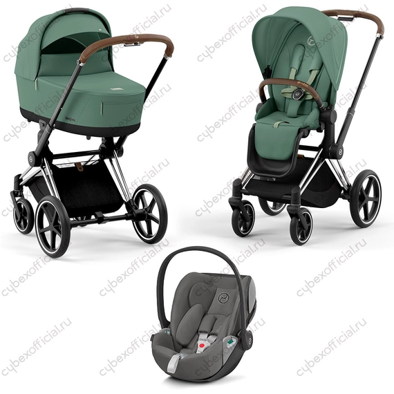 Детская коляска Cybex Priam IV 3 в 1 Leaf Green шасси Chrome