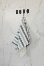 Полотенце кухонное DeNASTIA махра/лён полоска 330gsm 34x70, хлопок, белый/голубой