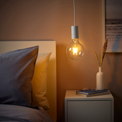 IKEA SUNNEBY  (ИКЕА СУННЕБЙ)  -  / LUNNOM Подвесной светильник с лампой, белое/прозрачное стекло