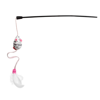 75111 Дразнилка на стеке с мышкой со звуковым чипом 51см, серия FEATHER TEASER, Gigwi