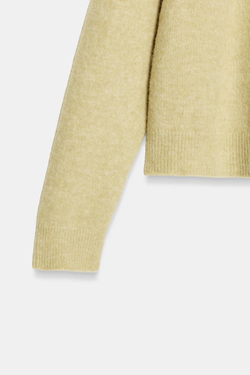 ZARA СВИТЕР ИЗ ШЕРСТИ И АЛЬПАКИ, СВЕТЛО-ЗЕЛЕНЫЙ